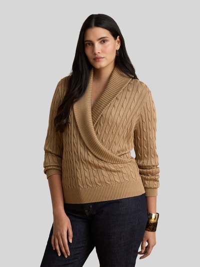 Lauren Ralph Lauren Regular fit pullover van mix van katoen en viscose Camel - 6
