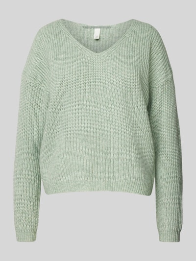 QS Gebreide pullover met V-hals Lichtgroen - 1