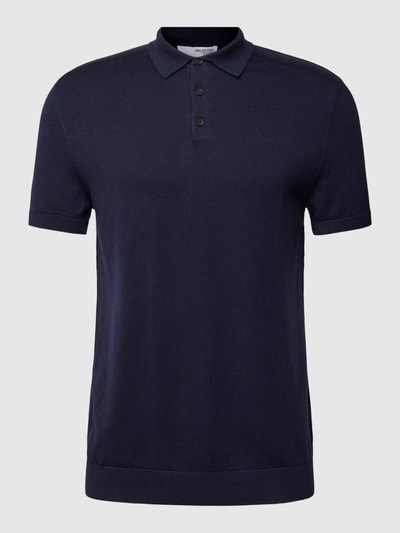 SELECTED HOMME Poloshirt mit kurzer Knopfleiste Modell 'BERG' Blau Melange 2