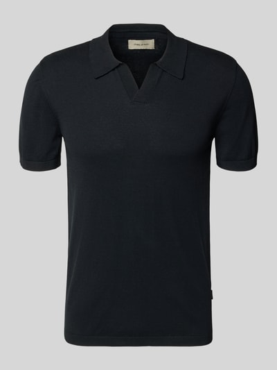 Produktfoto, Regular Fit Poloshirt in Strick-Optik Modell 'Bray' von Blend, schwarze reine Baumwolle, kurzärmelig, Rückenlänge 68 cm Größe M