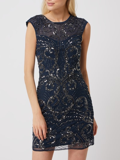 LACE & BEADS Cocktailkleid mit Ornament-Muster  Dunkelblau 4