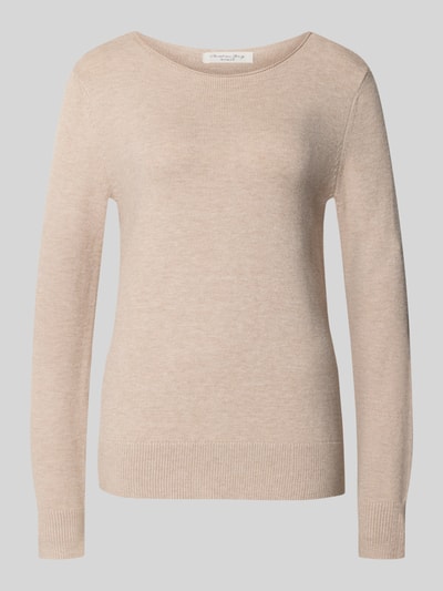 Christian Berg Woman Regular Fit Strickpullover aus Viskose-Mix mit U-Boot-Ausschnitt Metallic Beige Melange 1