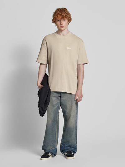 Pegador Oversized T-shirt met labelstitching Taupe - 1