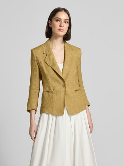 Marella Slim Fit Leinenblazer mit Paspeltaschen Modell 'CARDATO' Khaki 4