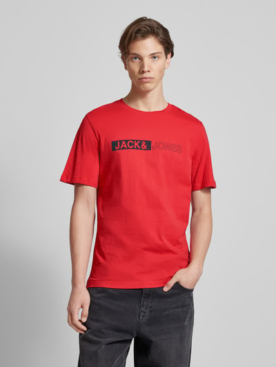 Jack & Jones T-Shirt mit Label-Print Modell 'NEO' Rot 4