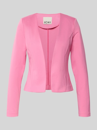Produktfoto, Slim Fit Blazer in offener Passform Modell 'KATE' von ICHI in Rosa, Material-Mix mit Viskose, glatte Textur, Vorderansicht