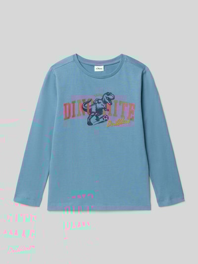 s.Oliver RED LABEL Regular Fit Langarmshirt aus reiner Baumwolle Rauchblau 1