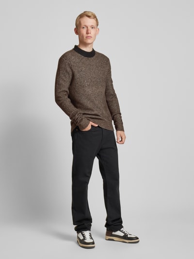 Jack & Jones Strickpullover mit Label-Detail Modell 'COSPACE' Mittelbraun 1