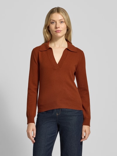 GANT Strickpullover aus Wolle mit Umlegekragen und V-Ausschnitt Rostrot 4
