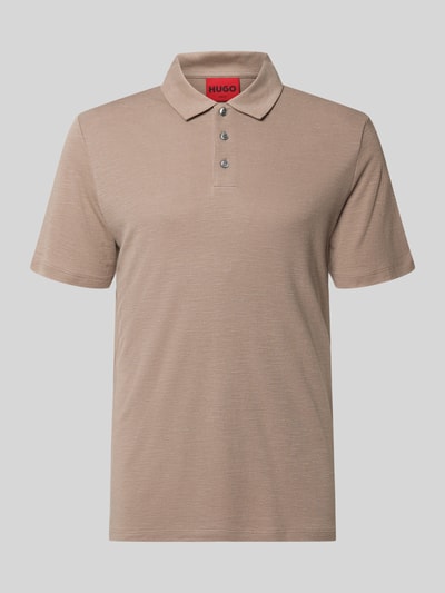 HUGO Slim Fit Poloshirt aus Lyocell-Leinen-Mix Modell 'DULINEN' Hellbraun 2