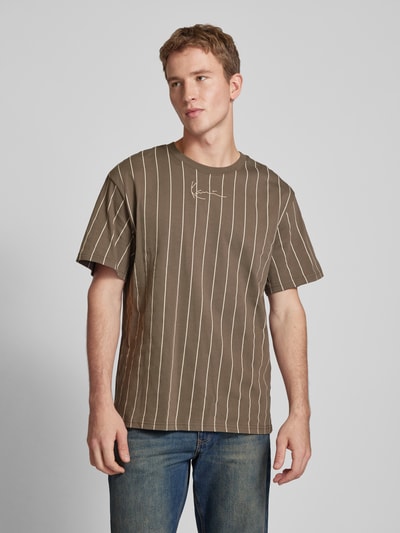 KARL KANI T-Shirt mit Label-Stitching Khaki 4