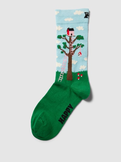Happy Socks Socken mit Allover-Print Modell 'Treehouse' Gruen 1