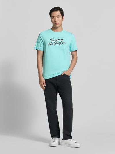 Tommy Hilfiger Regular Fit T-Shirt aus reiner Baumwolle Tuerkis 1