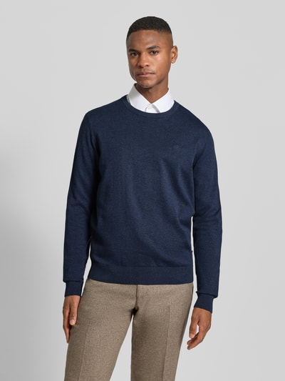 bugatti Strickpullover mit gerippten Abschlüssen Dunkelblau 4