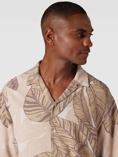 Jack & Jones Premium Vrijetijdsoverhemd met linnen en all-over print, model 'BLUREX' Beige - 3