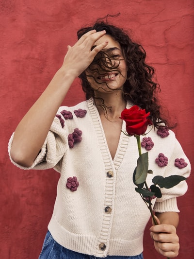 Jake*s Casual Strickjacke mit überschnittenen Schultern und V-Ausschnitt Ecru 6