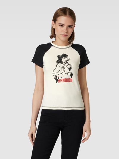 Noisy May T-Shirt mit Motiv- und Statement-Print Modell 'KATINKA' Offwhite 4