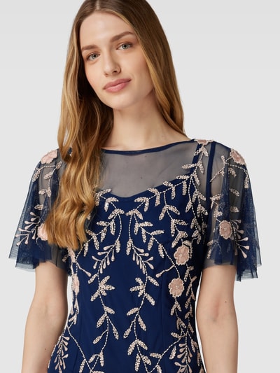 Adrianna Papell Cocktailjurk met all-over motief Donkerblauw - 3