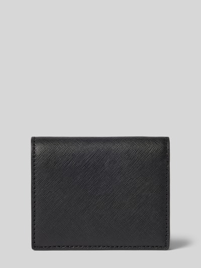 Produktfoto, Portemonnaie aus Leder mit Label-Applikation von Lauren Ralph Lauren in Schwarz, feine Saffiano-Struktur, diverse Fächer, Hauptfach mit Druckknopfverschluss