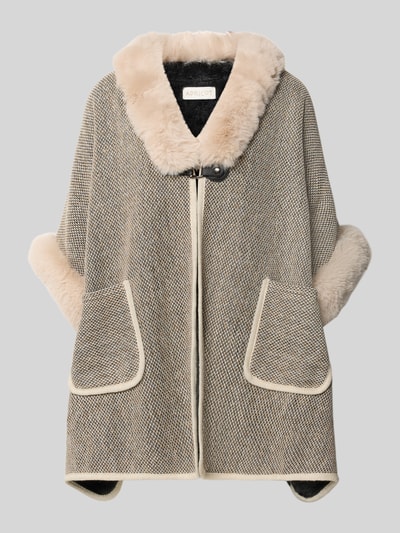 Apricot Relaxed Fit Poncho mit Kunstfell Sand 2
