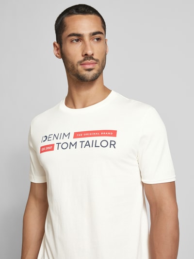 Tom Tailor Denim T-Shirt mit Label-Print Modell 'Type H' Offwhite 3