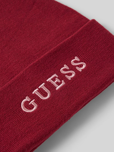 Guess Czapka beanie z wyhaftowanym logo Bordowy 2