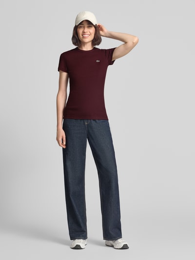 Lacoste Slim Fit T-Shirt aus reiner Baumwolle Modell 'TF5538' Bordeaux 1