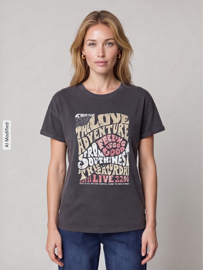 Garcia Regular Fit T-Shirt aus reiner Baumwolle Graphit 4