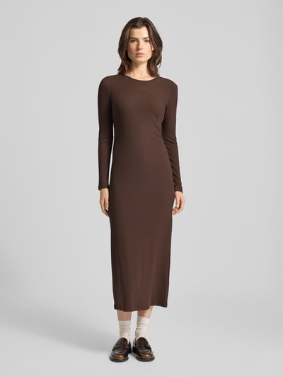 VILLA SOPHIE Maxikleid mit Label-Stitching Modell 'MALI' Dunkelbraun 4