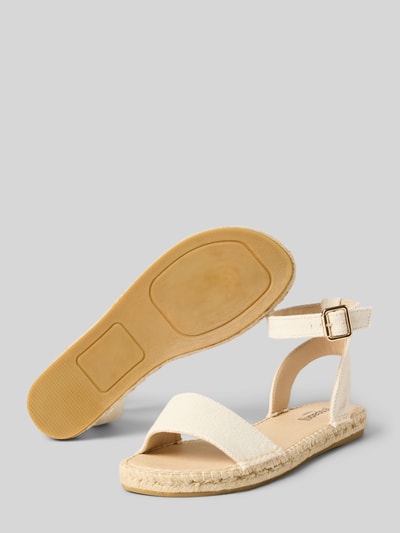 Produktfoto, Sandalette mit Dornschließe Modell 'NIMES LINEN' von Espadrij, Abgerundete-Spitze, Riemen, Gummisohle, Damen, 2 cm Absatzhöhe, 10 cm Schafthöhe, 10 cm Schaftweite, beige, natürliche Leinenstruktur