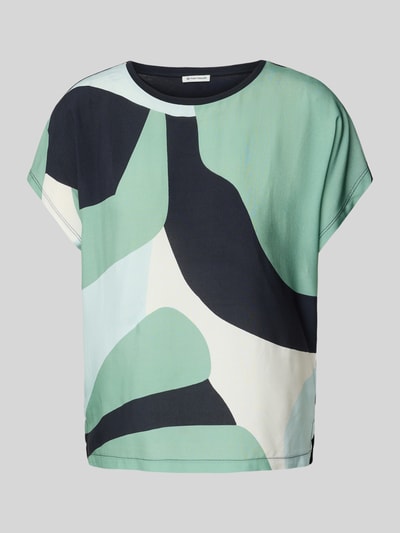 Tom Tailor Regular Fit T-Shirt aus Material-Mix mit Viskose Marine 2