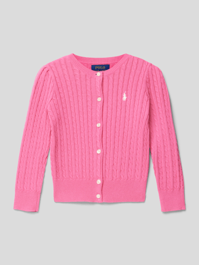 Polo Ralph Lauren Kids Gebreid jack met kabelpatroon Felroze - 1