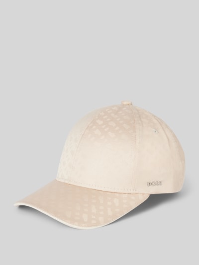 BOSS Black Women Basecap mit Allover-Label-Muster Modell 'Ari' Beige 1