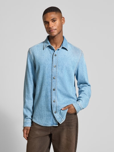 Marc O'Polo Regular Fit Freizeithemd aus Lyocell-Leinen-Baumwoll-Mix Jeansblau 4