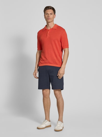 BOSS Regular fit sweatbermuda met logo-applicatie, model 'Leoni' Marineblauw - 1