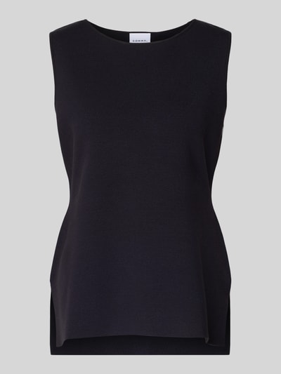 Produktfoto, Stricktop aus Viskose-Mix mit Rundhalsausschnitt von Comma in Schwarz, Gerader Schnitt, verlängerter Rücken, Rückenlänge 54 cm bei Größe 36