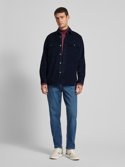 Fynch-Hatton Regular Fit Hemdjacke mit Knopfleiste Modell 'CORDUROY' Marine 1