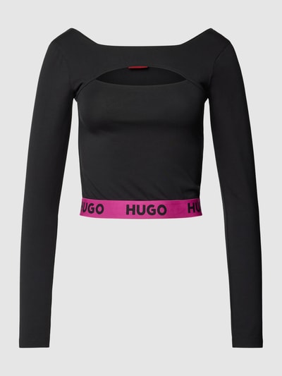 HUGO Shirt met lange mouwen en cut-out, model 'KAT' Zwart - 2