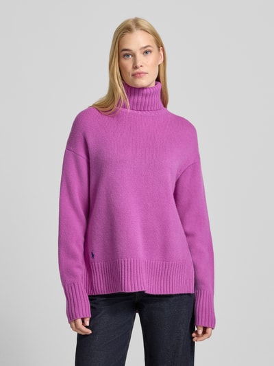 Polo Ralph Lauren Sweter z dzianiny z golfem Jasnośliwkowy 4