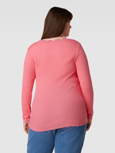 Fransa Plus PLUS SIZE Longsleeve mit Rippenstruktur Modell 'Zamond' Pink 5