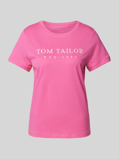 Tom Tailor T-shirt z wyhaftowanym logo Mocnoróżowy 2