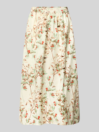Produktfoto, midirok in all-over look model 'BAMBOO' van Fynch-Hatton van puur katoen met A-lijn, bandwijdte maat 36: 36 cm, totale lengte: 86 cm, dames