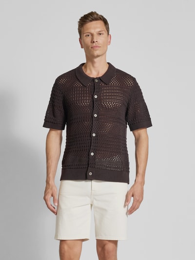 Jack & Jones Premium Regular Fit Strickshirt mit Knopfleiste Black 4