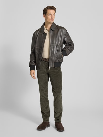 Brax Corduroy broek in 5-pocketmodel, model 'Cadiz' Olijfgroen - 1