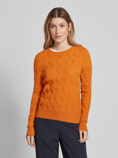 Tommy Hilfiger Strickpullover mit gerippten Abschlüssen Cognac 4