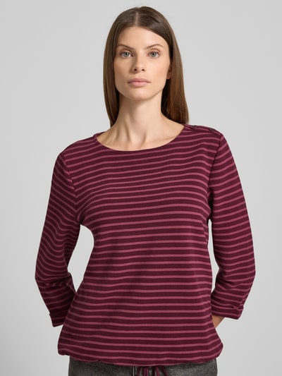 Tom Tailor Bluzka o kroju relaxed fit z rękawem o dł. 3/4 z mieszanki bawełny Bordowy 3