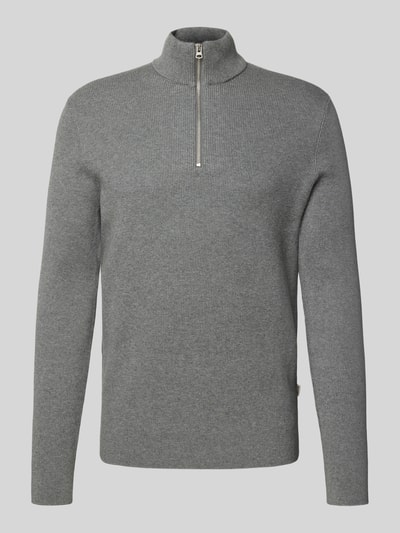 Only & Sons Regular Fit Strickpullover aus Baumwoll-Mix Modell 'PHIL' Mittelgrau Melange 2