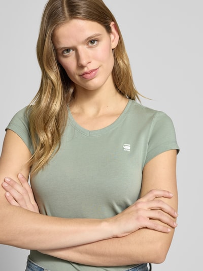 G-Star RAW T-shirt z wyhaftowanym logo Trzcinowy 3