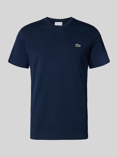 Lacoste T-shirt o kroju regular fit z czystej bawełny Granatowy 2