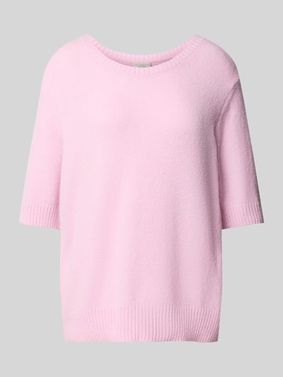 Milano Italy Oversized Strickpullover mit Rundhalsausschnitt Rose 2